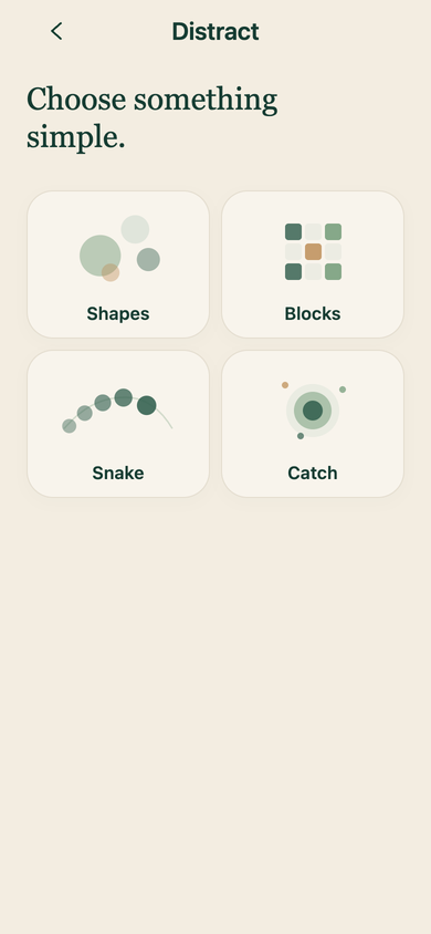 Distract activity screen in Back